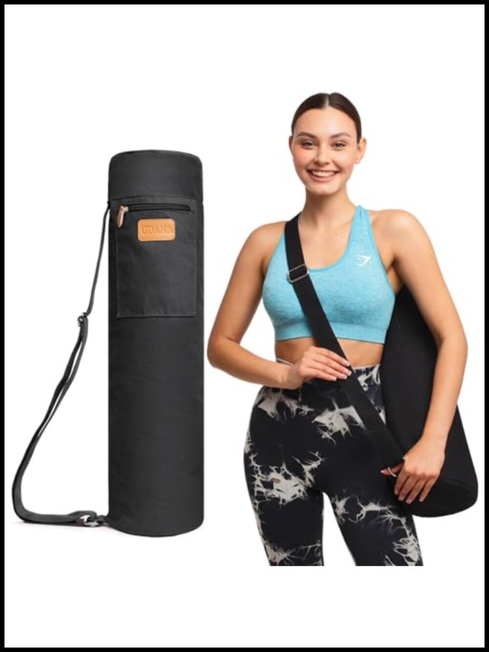 Canvas Yoga Mat Bag Full-Zip Carrier 3 Pockets Adjustable Strap Gym Pilates